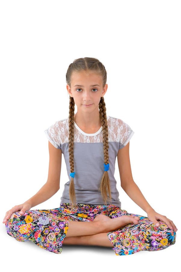 Girl sitting in the lotus position