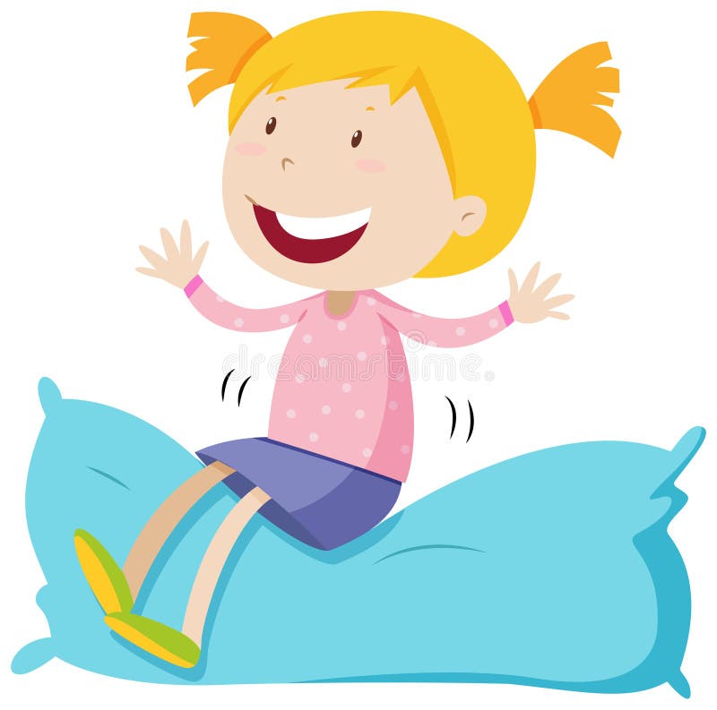 Girl sitting on soft pillow royalty free illustration Girl sitting on soft pillow royalty free illustration