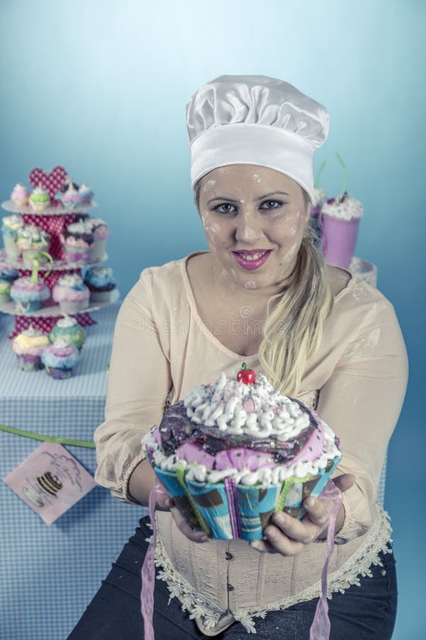 Girl with cupcakes stock image. Image of fairy, buttercream 30145375