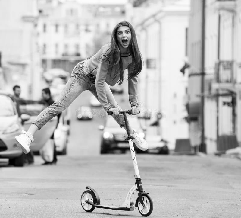 Girl on a Skateboard in the City Stock Photo Image of pretty, people