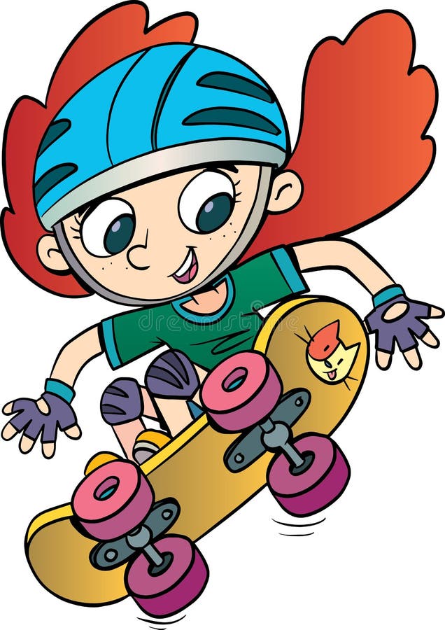 Girl on a Skateboard Makes a High Jump Stock Vector - Illustration of anime,  girl: 221017998