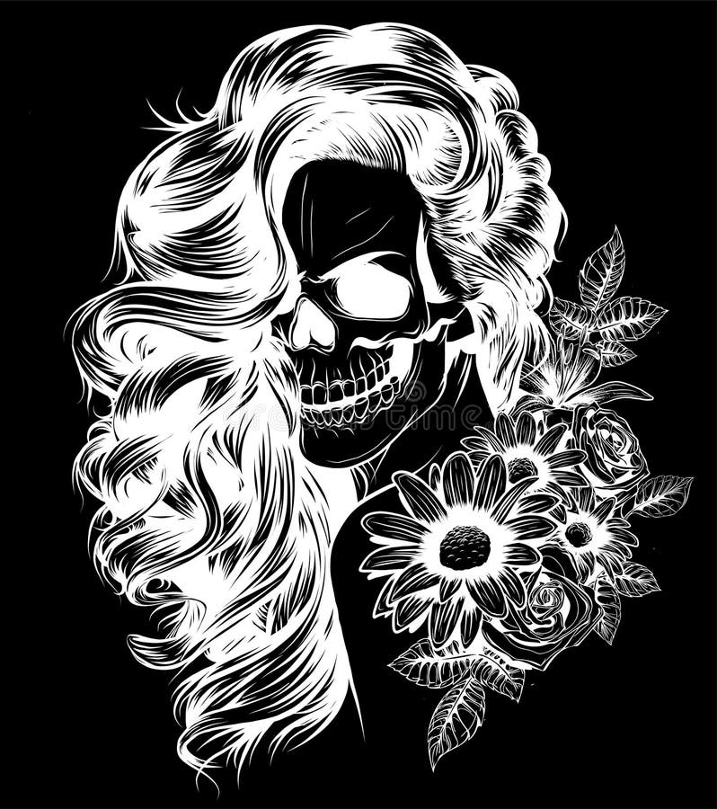 Girl with skeleton make up hand drawn vector sketch. Santa muerte woman witch portrait stock illustration royalty free illustration Girl with skeleton make up hand drawn vector sketch. Santa muerte woman witch portrait stock illustration royalty free illustration