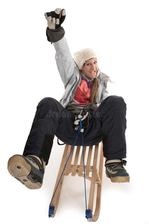 Girl on sledge