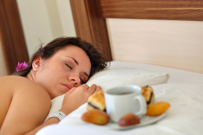 Morning coffee in a bed royalty free stock images