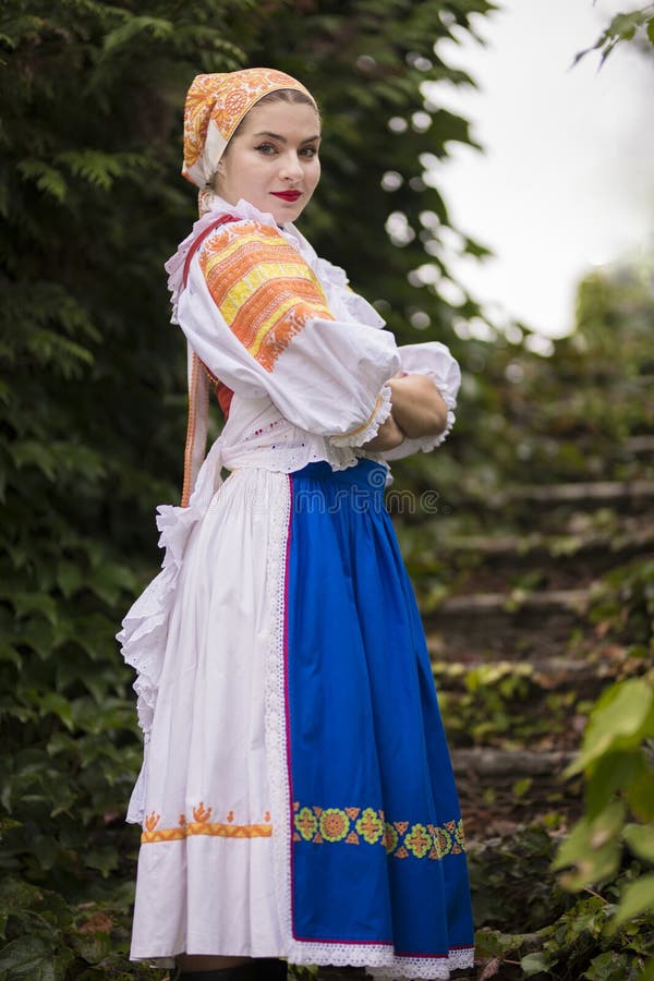 Girl in Slovak folk dress stock image. Image of event - 199713203