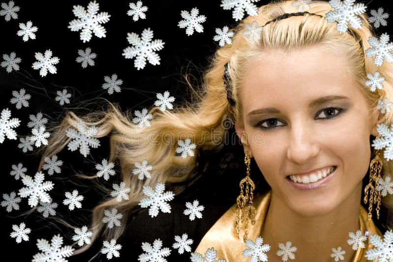 Girl with snowflakes