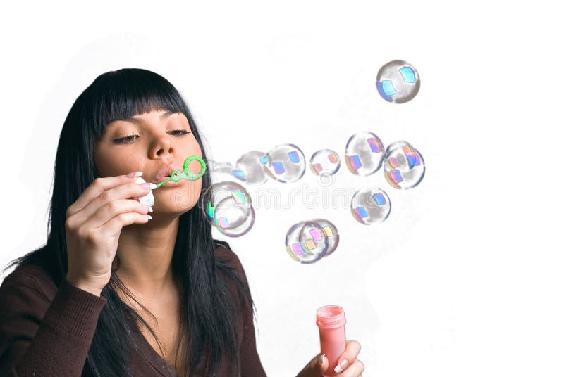 The girl and soap bubbles