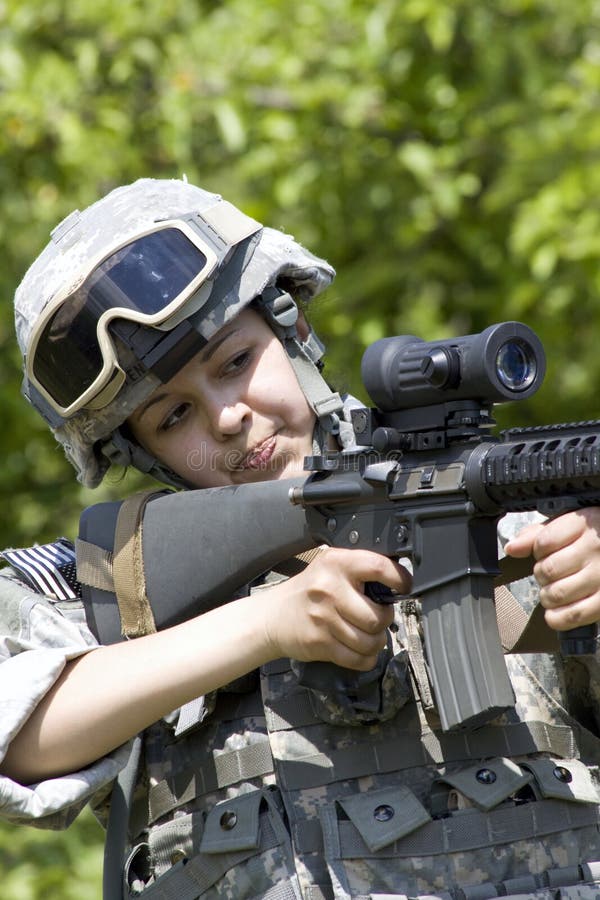 Girl soldier stock image. Image of firing, firearms, forces - 9657179