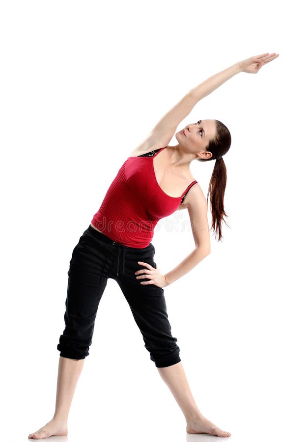 Girl in sportswear doing sport exercises