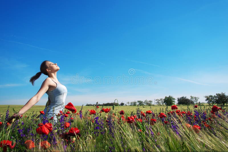 Girl in spring field