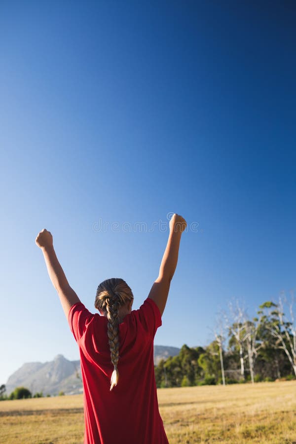 Girl Standing Arms Up Boot Camp Stock Photos Free & RoyaltyFree