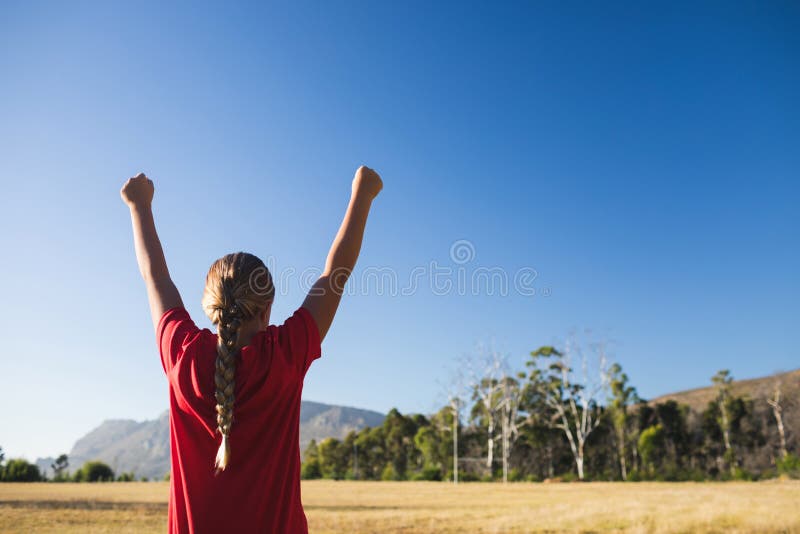Girl Standing Arms Up Boot Camp Stock Photos Free & RoyaltyFree