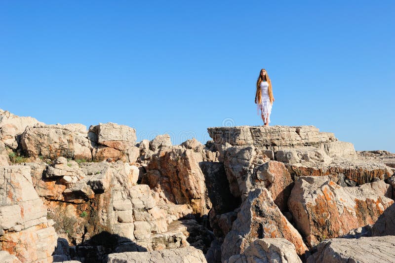 Girl Standing On A Cliff Royalty Free Stock Photography Image 20654527