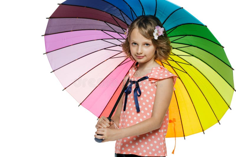 Girl standing with umbrella