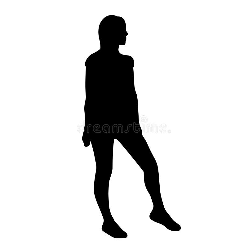 Silhouette Woman Standing Sideways Stock Illustrations – 31 Silhouette ...