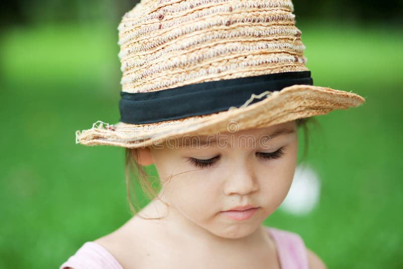 Girl in a Straw Hat in the Park Stock Image Image of asian, bright