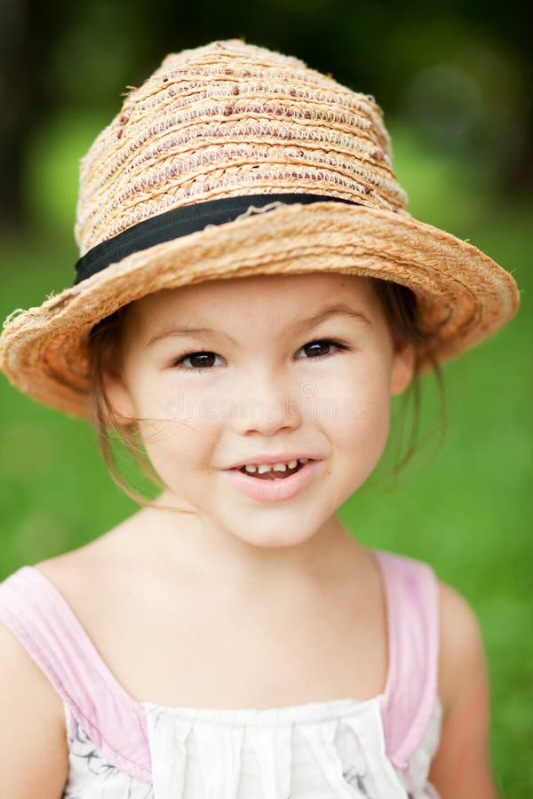 Girl in a Straw Hat in the Park Stock Image Image of asian, bright