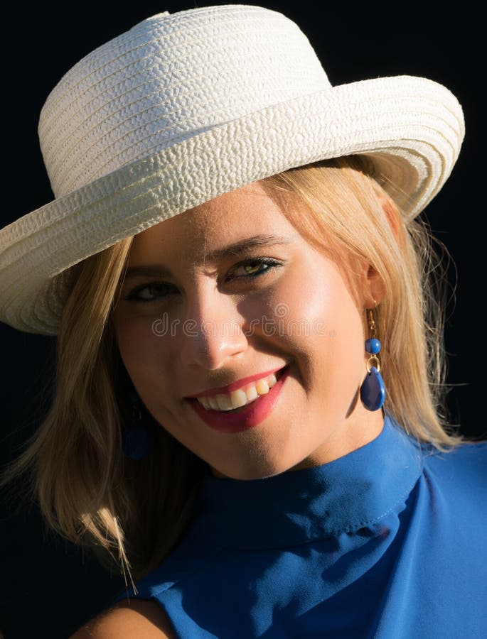 Girl with straw hat stock image. Image of smiling, straw 60828995