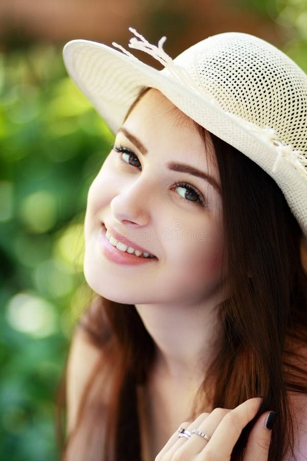 Girl in straw hat stock photo. Image of horizontal, beauty 32324814