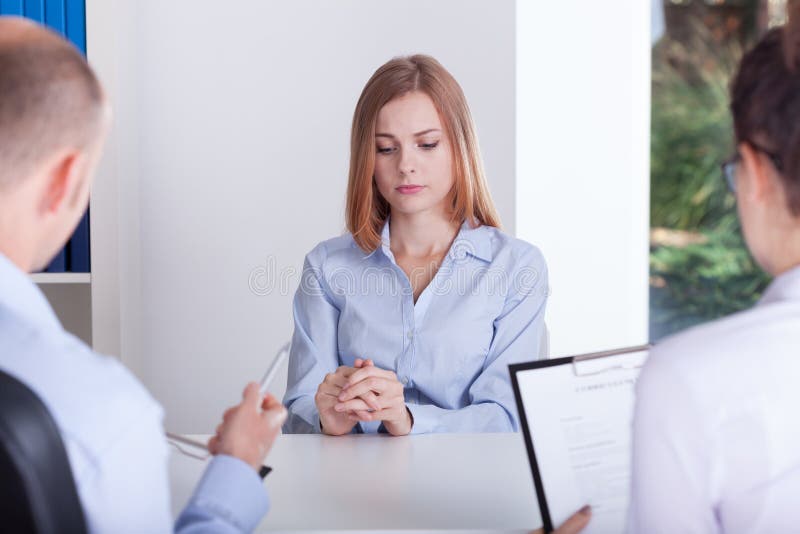 The girl is stressing on interview royalty free stock image The girl is stressing on interview royalty free stock image