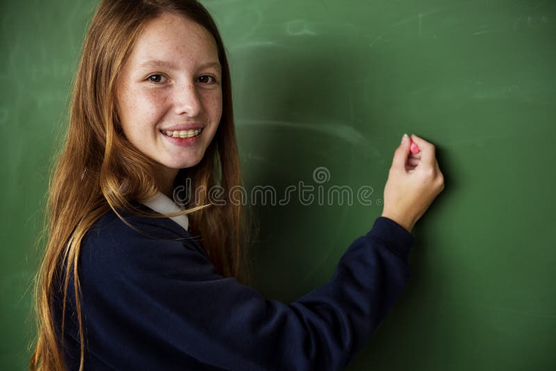 A Girl Student With Blackboard Stock Image Image Of People Classroom