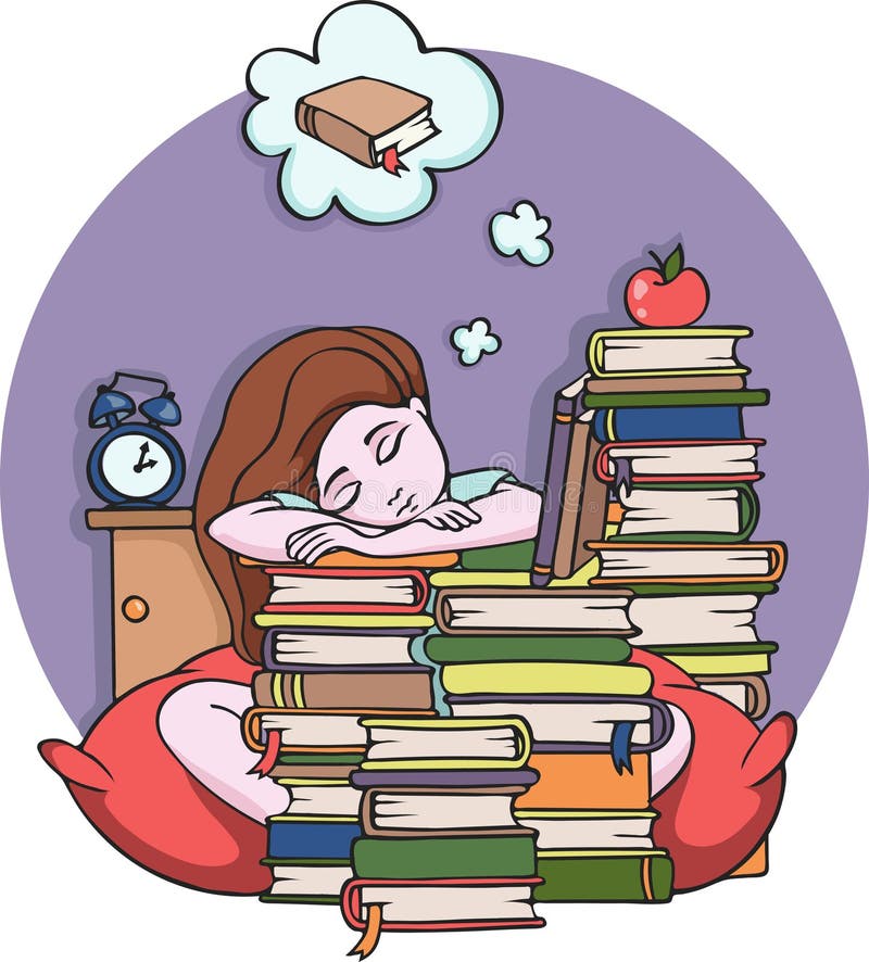 Cartoon of Girl Student Studying & Reading Book Stock Vector - Illustration  of pretty, person: 27907199
