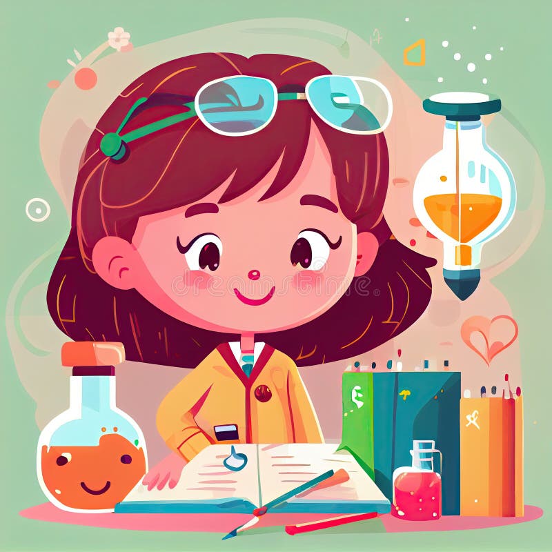 Girl Studying Science. Illustration Stock Illustration Illustration