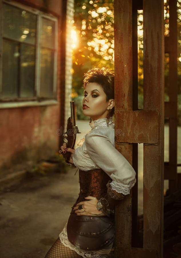 A Girl in the Style of Steampunk Stock Photo - Image of golden, gear ...