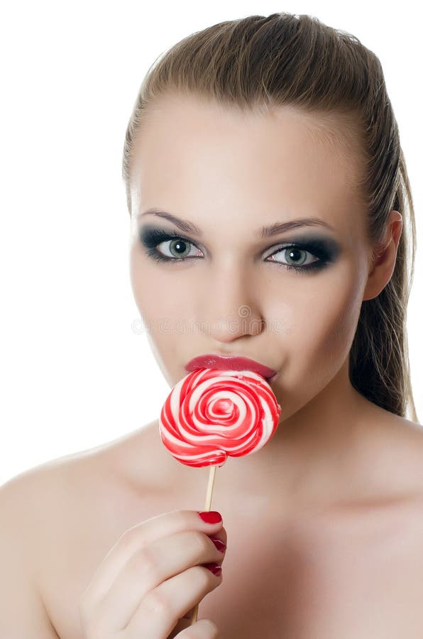 The Girl with a Sugar Candy Stock Photo Image of colorful, beautiful