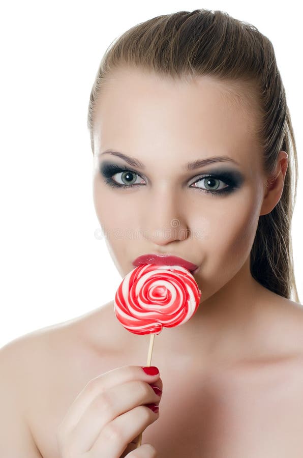 The Girl with a Sugar Candy Stock Photo - Image of colorful, beautiful ...