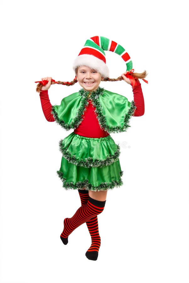 Girl in Suit of Christmas Elf Stock Image Image of celebration, cute