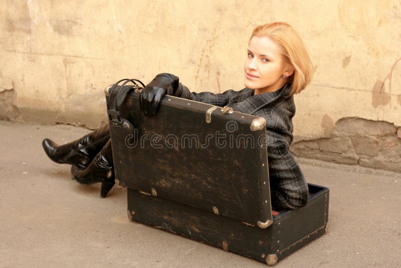 Girl In Suitcase Stock Images Image 9135674