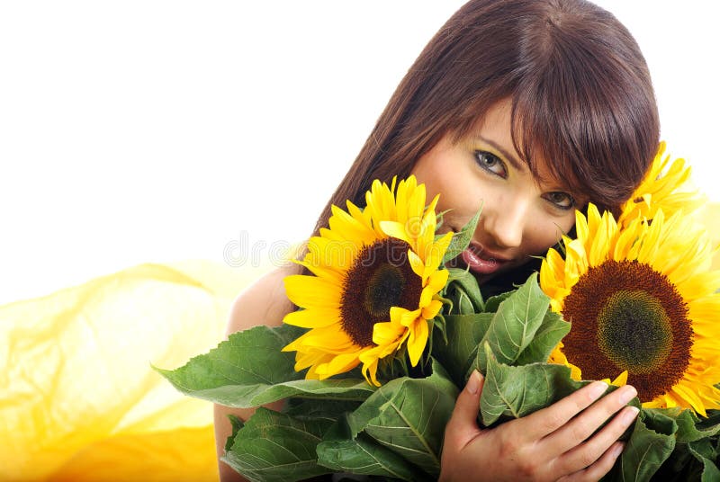 Girl with sunflowers