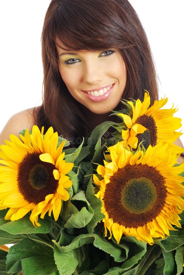 Girl with sunflowers