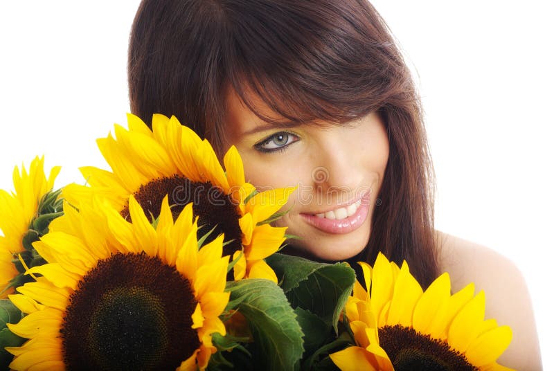 Girl with sunflowers