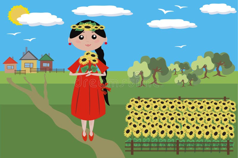 Girl with sunflowers.