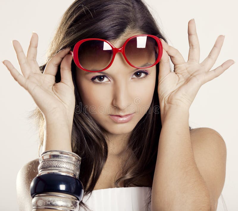 Girl with sunglasses stock photo. Image of hair, lady 18005898