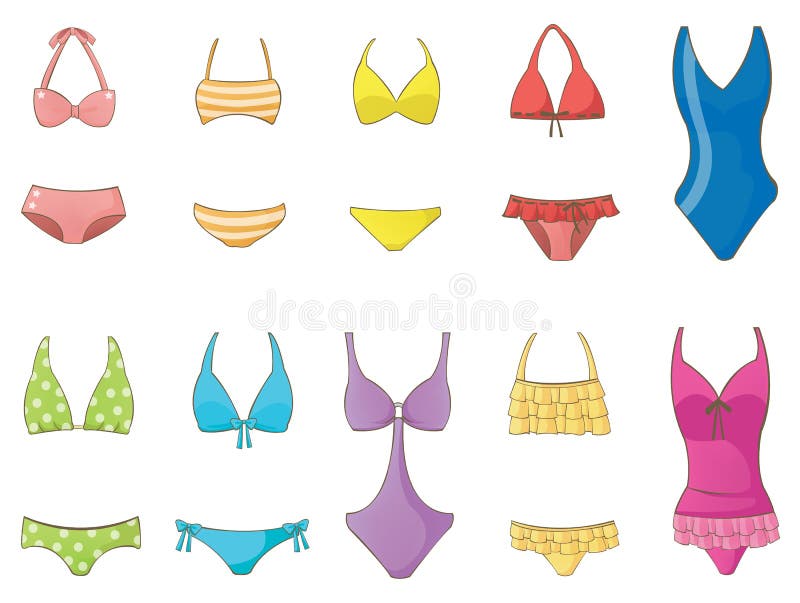 Girl Swimsuit Collection Set Stock Vector - Illustration of summer ...