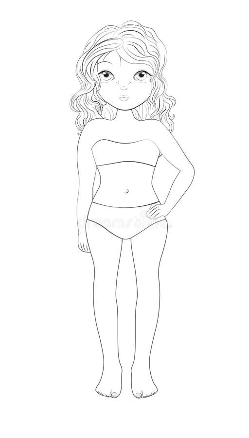 Girl in swimsuit Coloring book