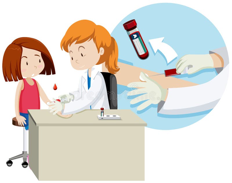 A Girl Taking Blood Test stock vector. Illustration of medicine - 118549412