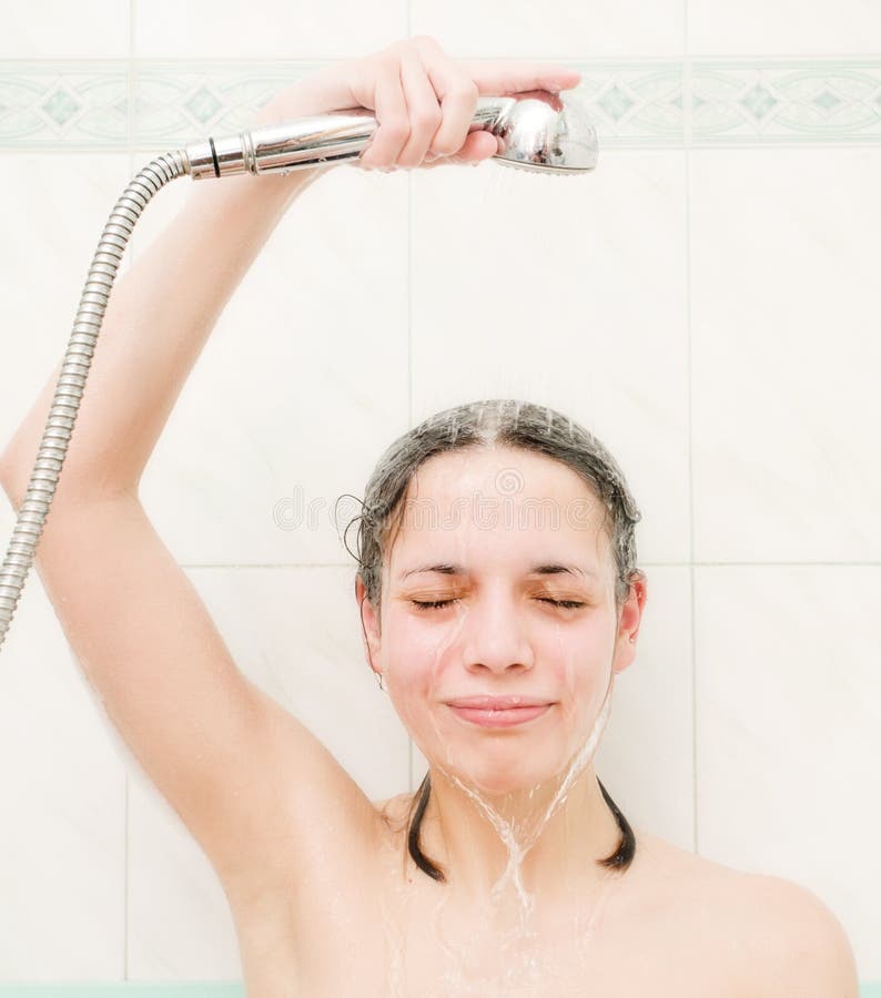 Girl taking a shower stock image. Image of relax, beautiful 7758009