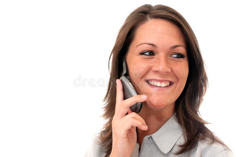 Girl Talking on Cell Phone Isolated