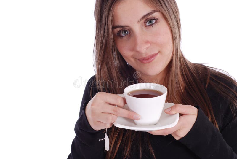 Girl with Tea stock photo. Image of warm, beverage, beauty 3366678