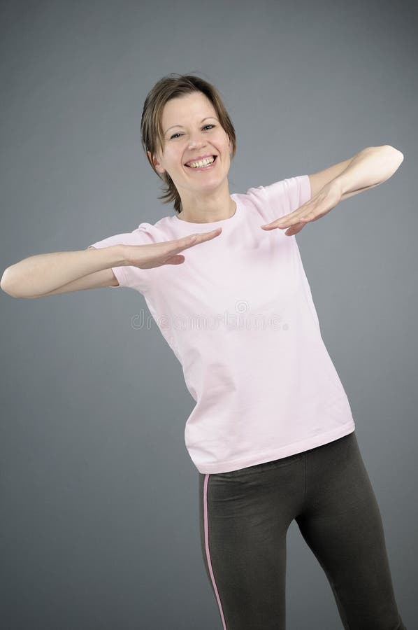 Girl teaching aerobic exercises