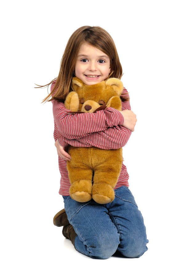 Girl and teddy stock image. Image of small, love, portrait - 29624059