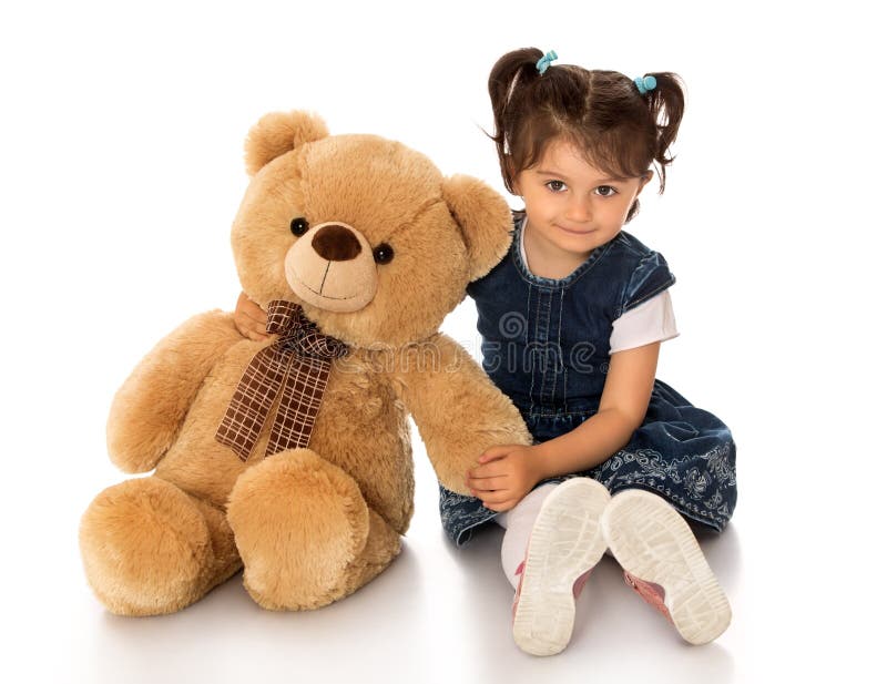 Girl with teddy bear stock image. Image of female, daughter - 59813679
