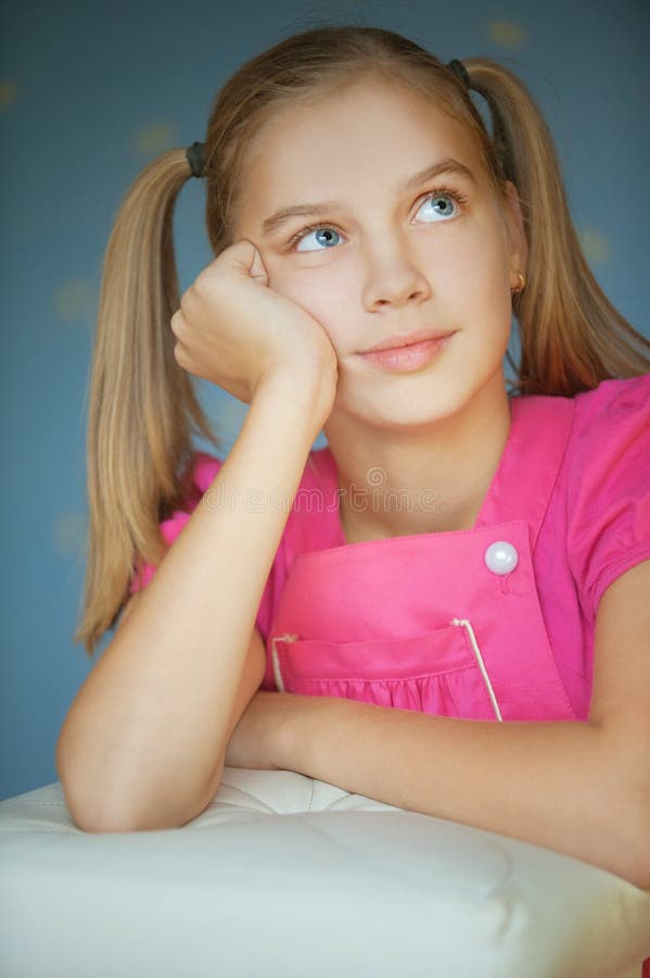 Girl-teenager looking up