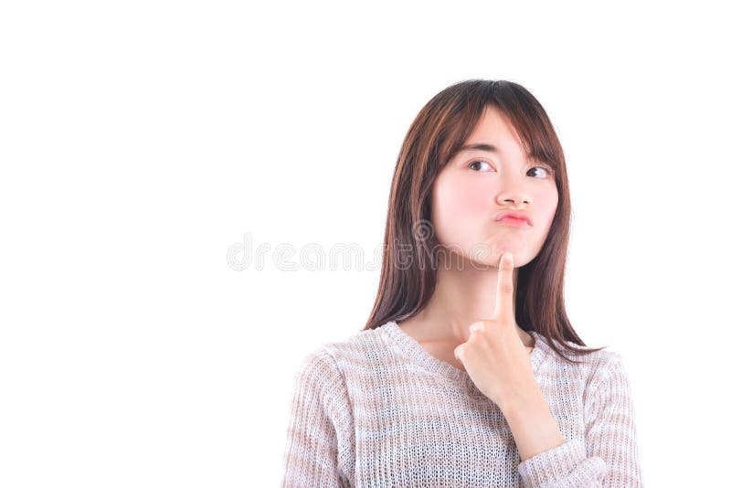 Girl thinking isolated over white background