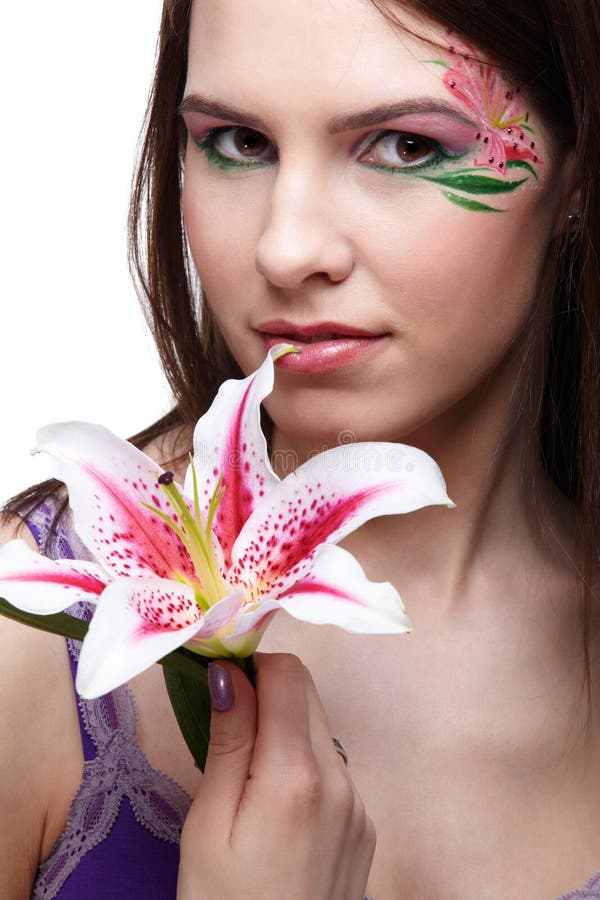 Girl with tiger lily. 