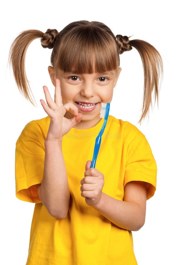 Girl with tooth brush